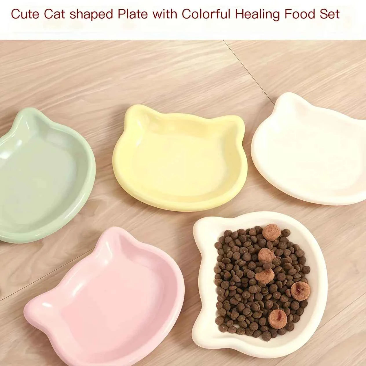 4-Color Pet Bowl Cat Food Dish Canned Snack Frozen Meal Plate for Dwarf Cats Premium Anti-Black-Nose Pet Dish Home Use Pet Bowl.