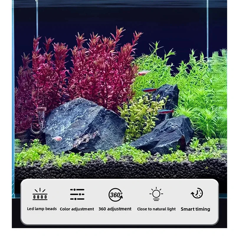 Rgb Led Fish Tank Color Changing Ornamental Light Three Color Dimming Full Spectrum Plant Water Grass Light Usb Timing Function