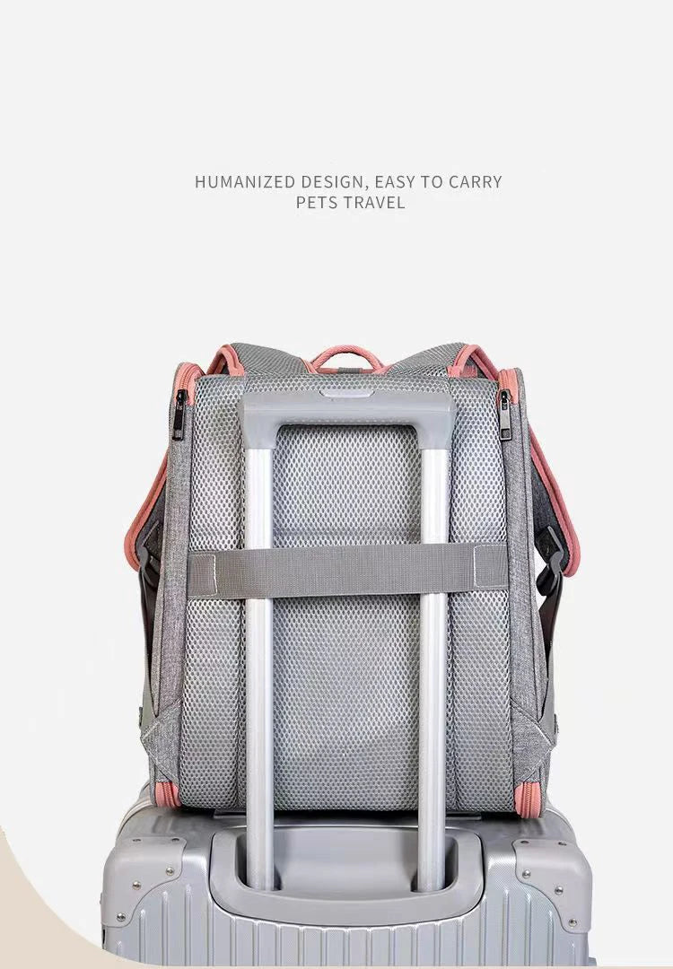 Pet Cat Carrier Backpack Breathable Portable Travel backpack for cat and dog With Anti Breakaway Belt Three-door design AA074 - Play Paws Toys