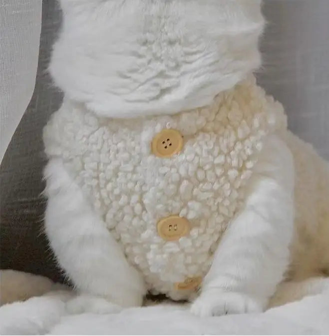 Cat clothes, warm lamb wool vest, autumn and winter teddy pomeranian pet winter clothes, cute korean clothes - Play Paws Toys