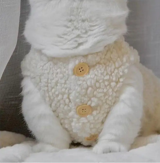 Cat clothes, warm lamb wool vest, autumn and winter teddy pomeranian pet winter clothes, cute korean clothes - Play Paws Toys