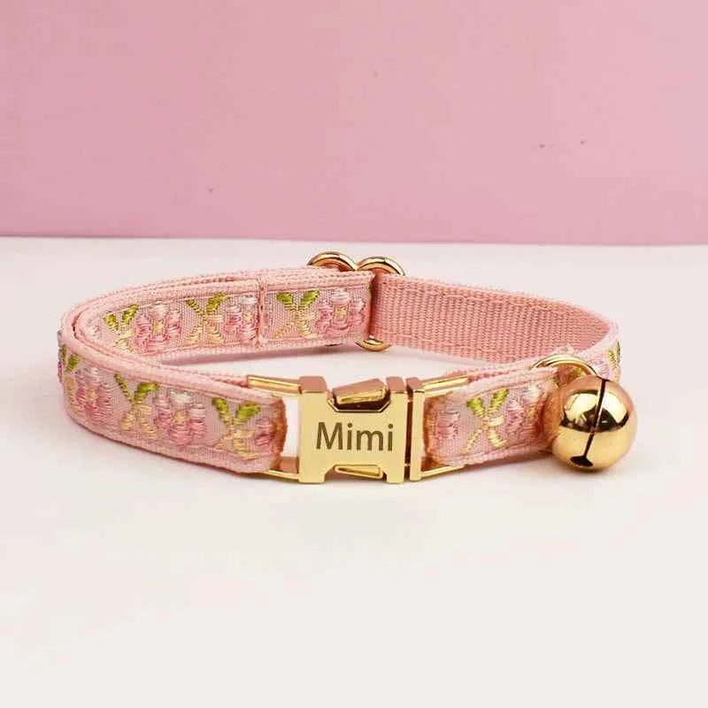 Adjustable Comfortable Cat Collar with Bell Personalized Pet Collar for Cats And Small Dogs metal hardware set cat collar