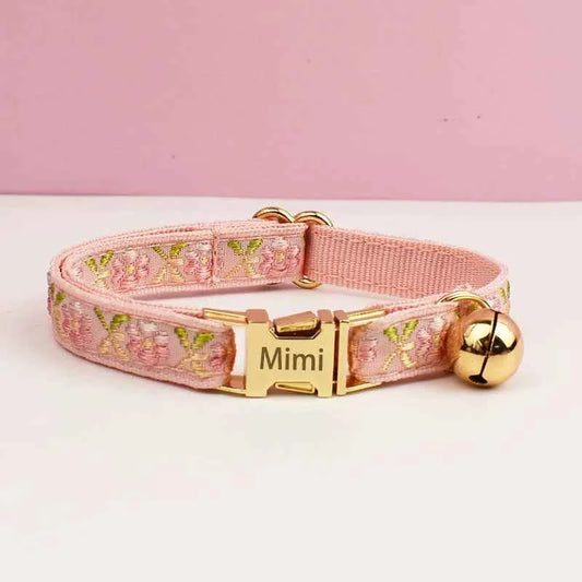 Adjustable Comfortable Cat Collar with Bell Personalized Pet Collar for Cats And Small Dogs metal hardware set cat collar