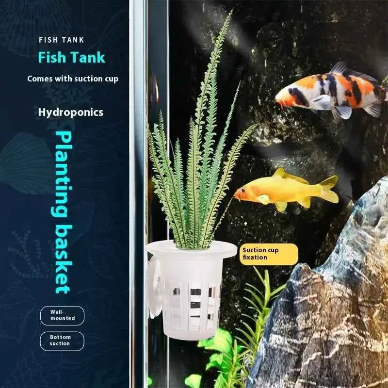 50/10PCS Clear Plastic Aquarium Planting Cups with Suction Base Water Grass Grow Containers for Freshwater Fish Tank Decoration