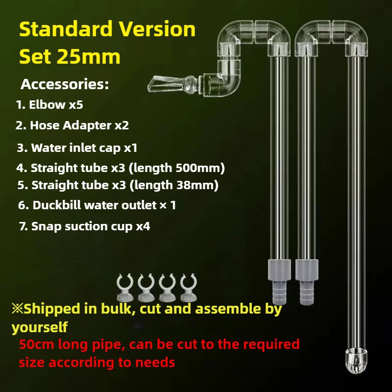 Aquarium Inlet Outlet Lily Pipe DIY Clear Acrylic Water Skimmer Inflow Outflow Fish Tank Filter Accessories Fishbowl Equipment