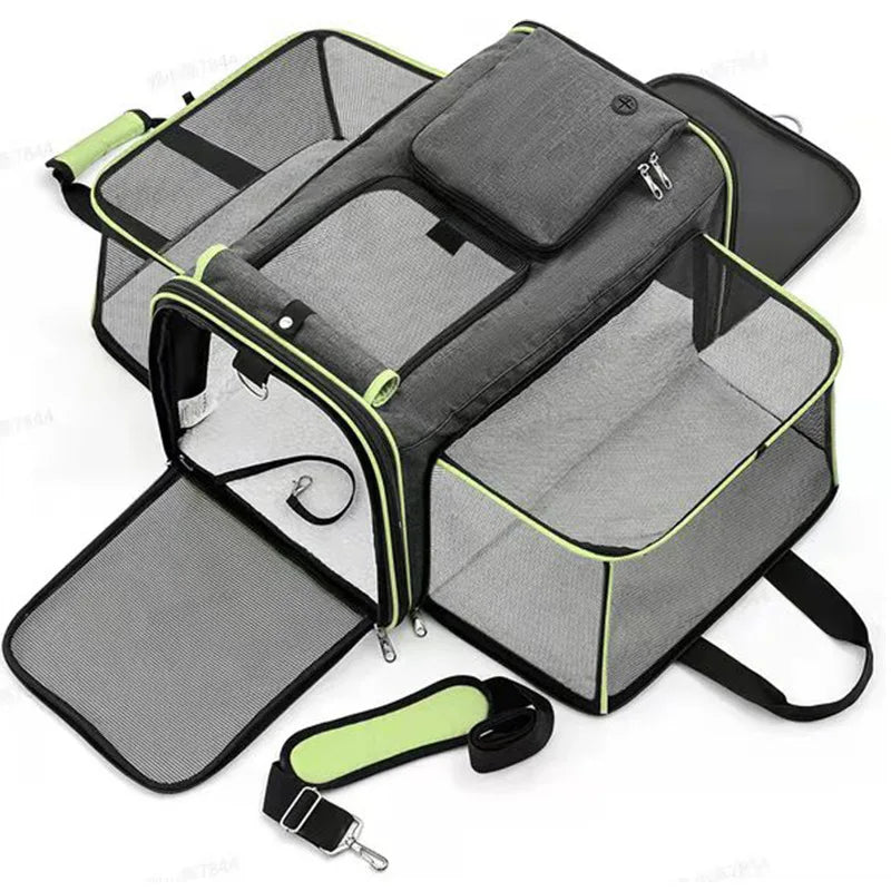 Cat Bag Foldable Large Capacity Cat Outdoor Car Expansion Portable Pet Handbag Breathable Diagonal Cross Bag for Cats and Dogs - Play Paws Toys