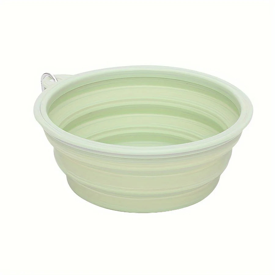 Hanging Dog Pet Folding Silicone Bowl 350ml Outdoor Travel Portable Food Water Container Feeding Tray Bowl Macaron Color Supplie