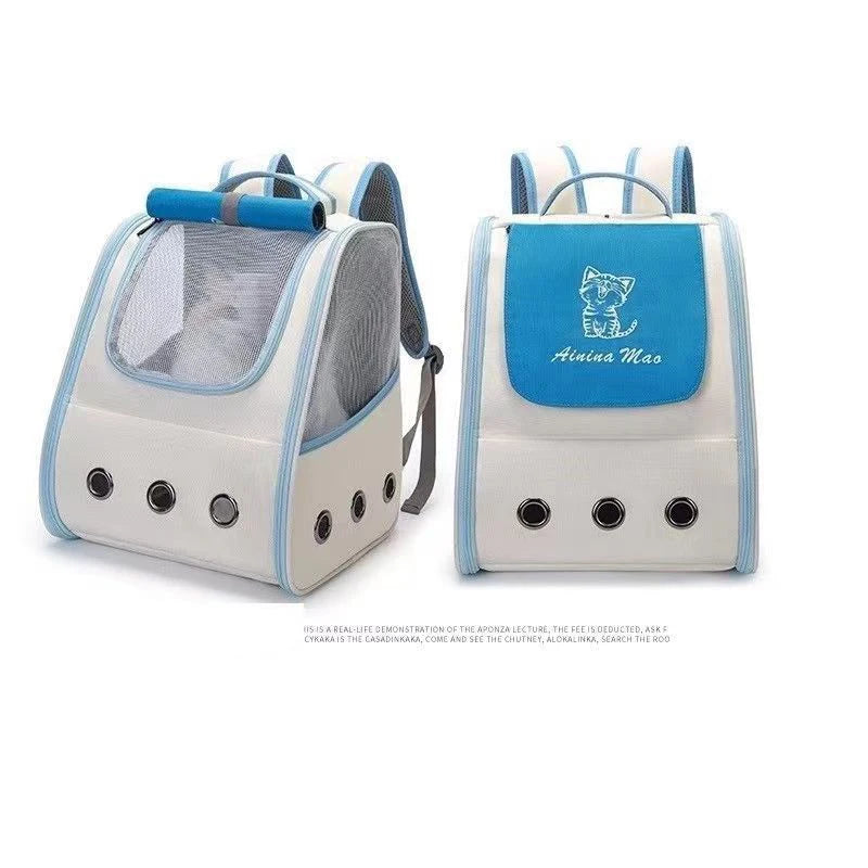 Pet Cat Carrier Backpack Breathable Portable Travel backpack for cat and dog With Anti Breakaway Belt Three-door design AA074 - Play Paws Toys