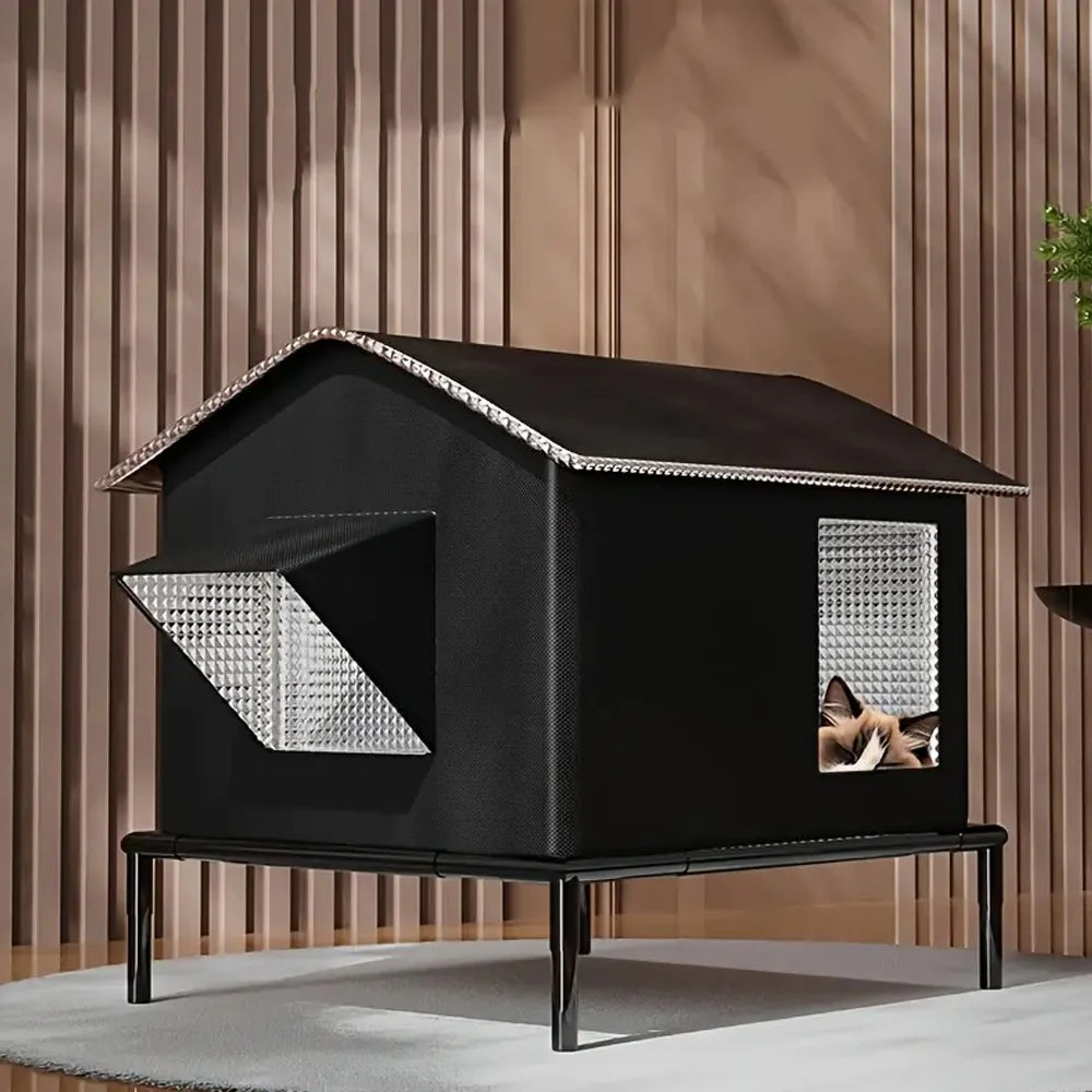 Elevated Pet House-Bed Moisture-Proof Design Cat House Weatherproof for Indoor or Outdoor Use Fits Small or Medium Pets - Play Paws Toys