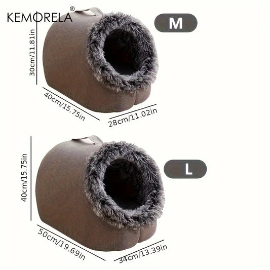 KEMORELA Winter Cat Bed Self-Warming Puppy House Cozy Cat Sleeping Cave Beds Indoor Kitten Nest Kennel Hut for Small Medium Cats - Play Paws Toys
