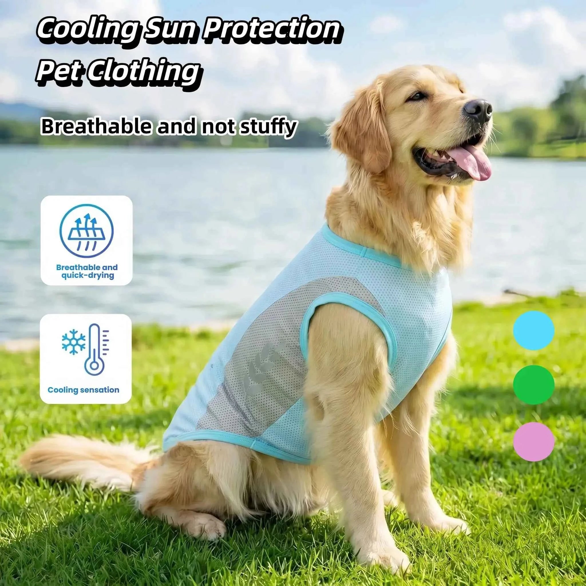 Summer Pet Dog Cooling Vest Quick Dry Pet Clothes Sun Protection Reflective Breathable Cats Outfit For Small Medium Large Dogs