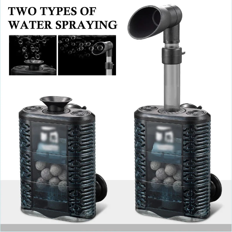 6-IN-1 Aquarium Submersible Internal Filter USB Electric Fish Tank Filter Water Filtration Bio-Sponge Fish Manure Cleaning Tools