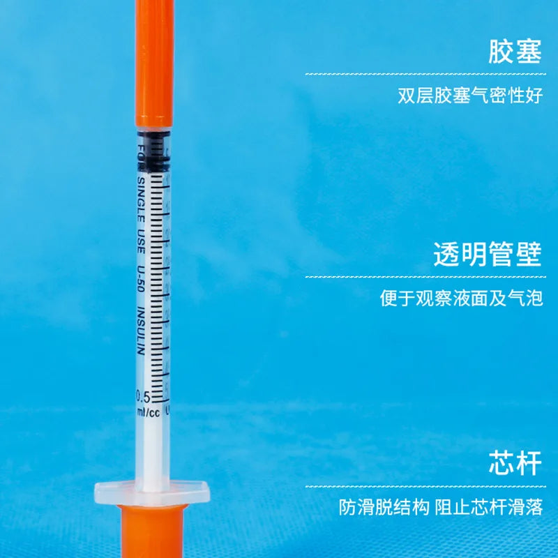 50pcs/lot 1ml 0.5ml 29G 30G 31G 32G Disposable Plastic Veterinary Syringe With Needles pet Animal dog cat syringe