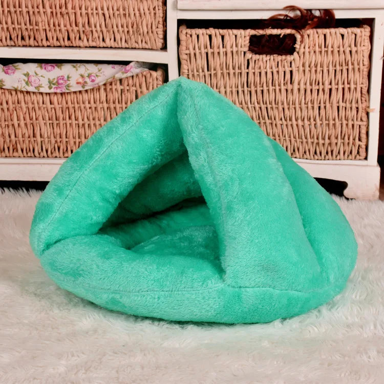 Triangle Pet Dog Kennel Mat Winter Warm Plush Cat Bed House Thickened Sleeping Bag for Small Dogs Cats Pets Supplies Accessories - Play Paws Toys
