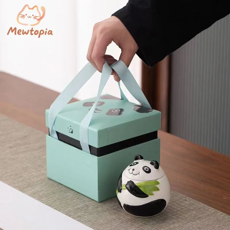 Panda Ceramic Cat and Dog Urn Pet Funeral Cremation Ashes Canister Memorial Box High Quality Small Animal Coffin