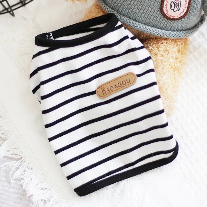 Striped Puppy Sleeveless Vest Spring Summer Pet Clothes for Small Dogs Pomeranian Chihuahua Pullovers Kitten T-shirts Outfits