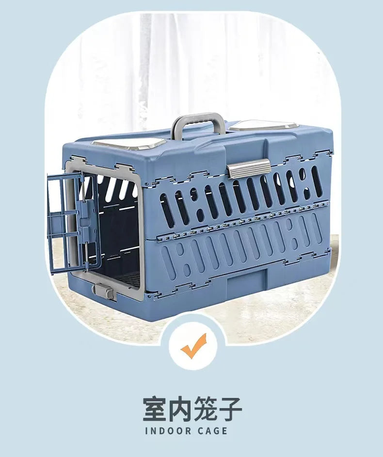 Pet Supplies Car Portable Cat Cage Portable Foldable Flight Case Breathable Kennel For Outing Pet Check-in Box - Play Paws Toys