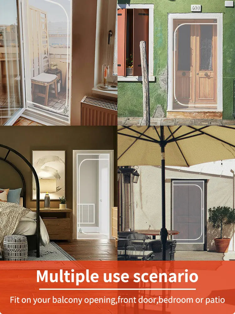 Reinforced heavy duty cat screen door, thickened cat scratch mesh to prevent scratching, U-shaped with bilateral zippers