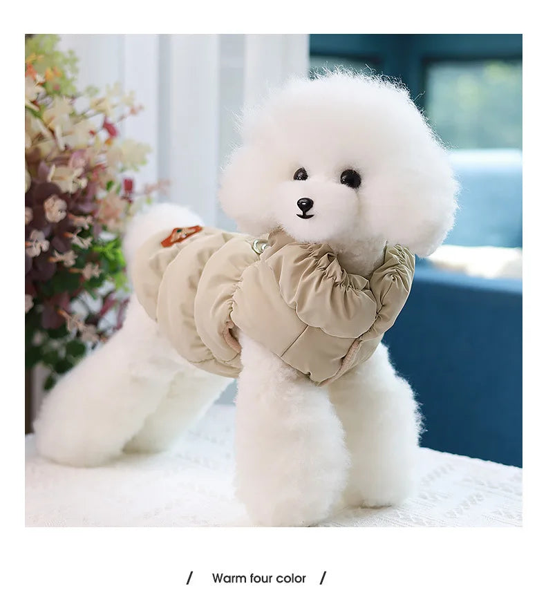 Luxury Winter Dog Coat Vest Warm Cotton Pet Jacket Coat Thickened Designer Dog Clothes with D-ring  Ropa Para Perro