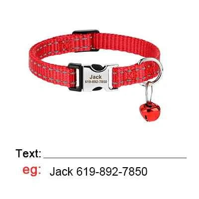 Personalized Cat Collar Reflective Nylon Dog Cats ID Collars With Bell Free Engraving for Cats Small Dogs Chihuahua 10 Colors