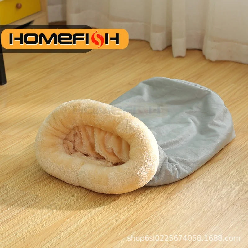Autumn and Winter Cat Sleeping Bag Semi-enclosed Cat Nest Warm Small and Medium-sized Pet Nest Can Be Disassembled and Washed - Play Paws Toys