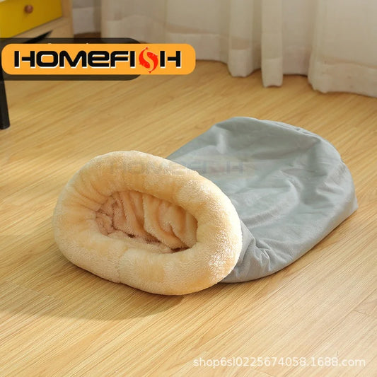 Autumn and Winter Cat Sleeping Bag Semi-enclosed Cat Nest Warm Small and Medium-sized Pet Nest Can Be Disassembled and Washed - Play Paws Toys