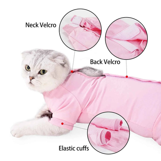 Cat Surgical Recovery Suit for Male Female Cat,Abdominal Wounds Cone E-Collar Alternative Anti-Licking Pet Recovery Suit