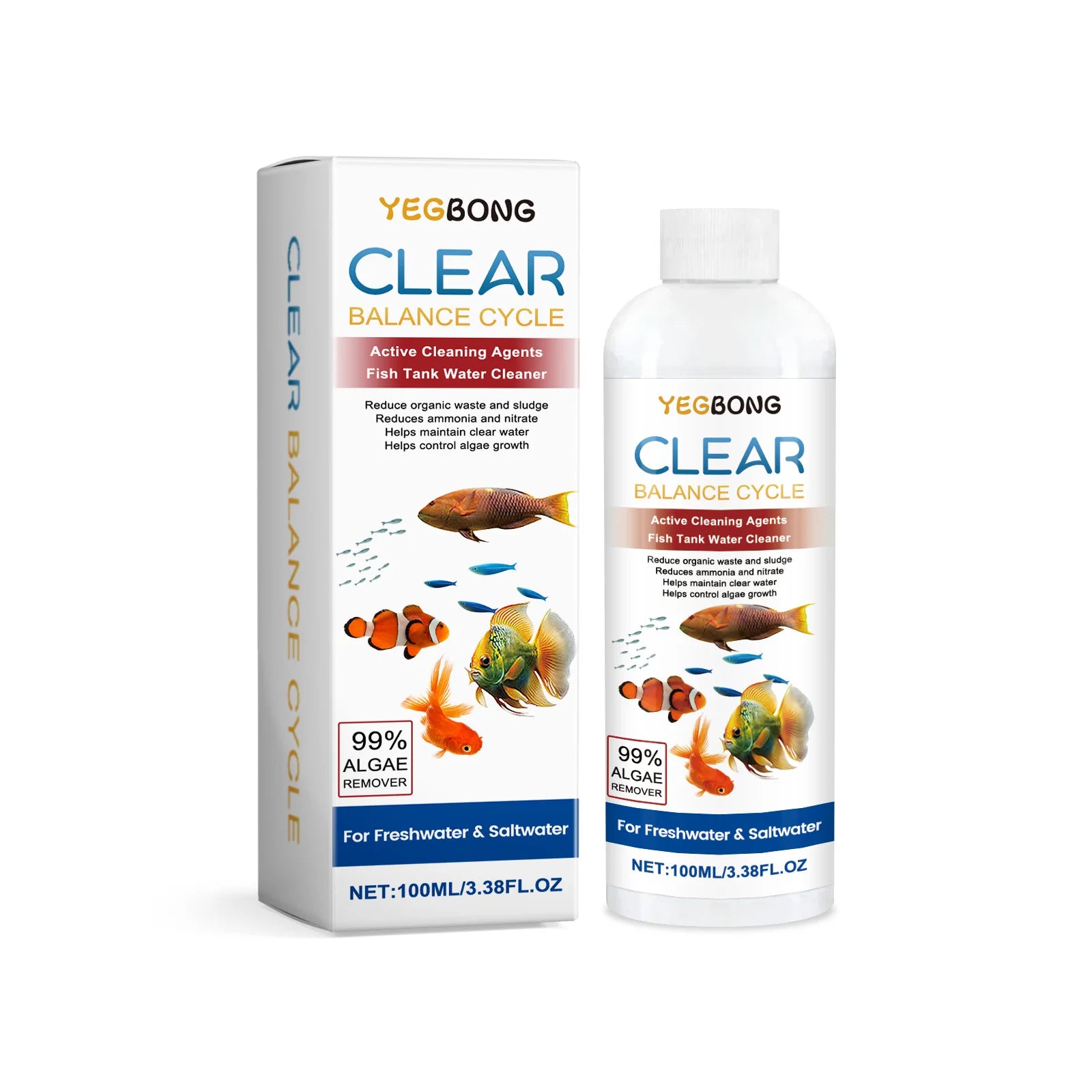 Fish Tank Water Clarifying Agent Quick Clean Stains and Sludge Control Algae Growth Water Purification Fish Tank Water Cleaner
