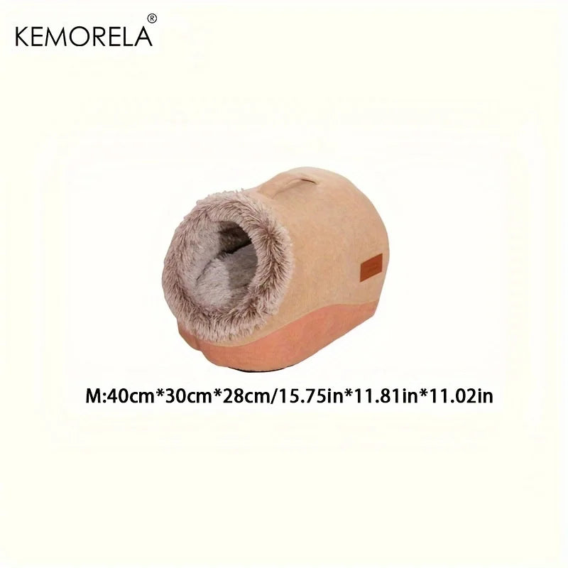 KEMORELA Striped Long-Haired Portable Bed And Comfortable Cat Bed Plush And Safe Indoor Pet HouseSuitable For Cats And Dogs - Play Paws Toys