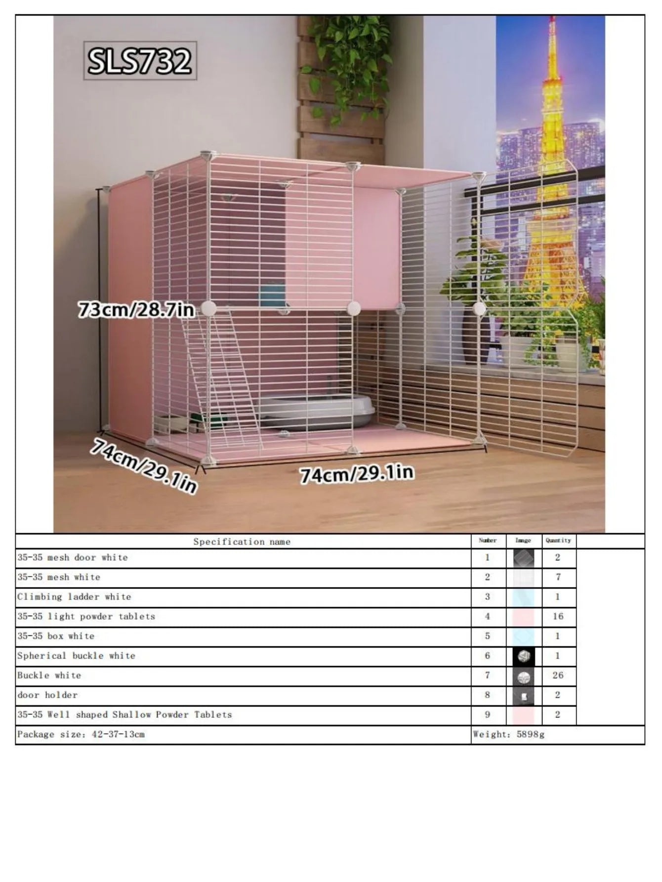 Cat Cage for Home Use, Indoor Free Space Cat House, Cat Shelter, Cat Nest, Pet Cage, Three-Story Small Cat Villa - Play Paws Toys