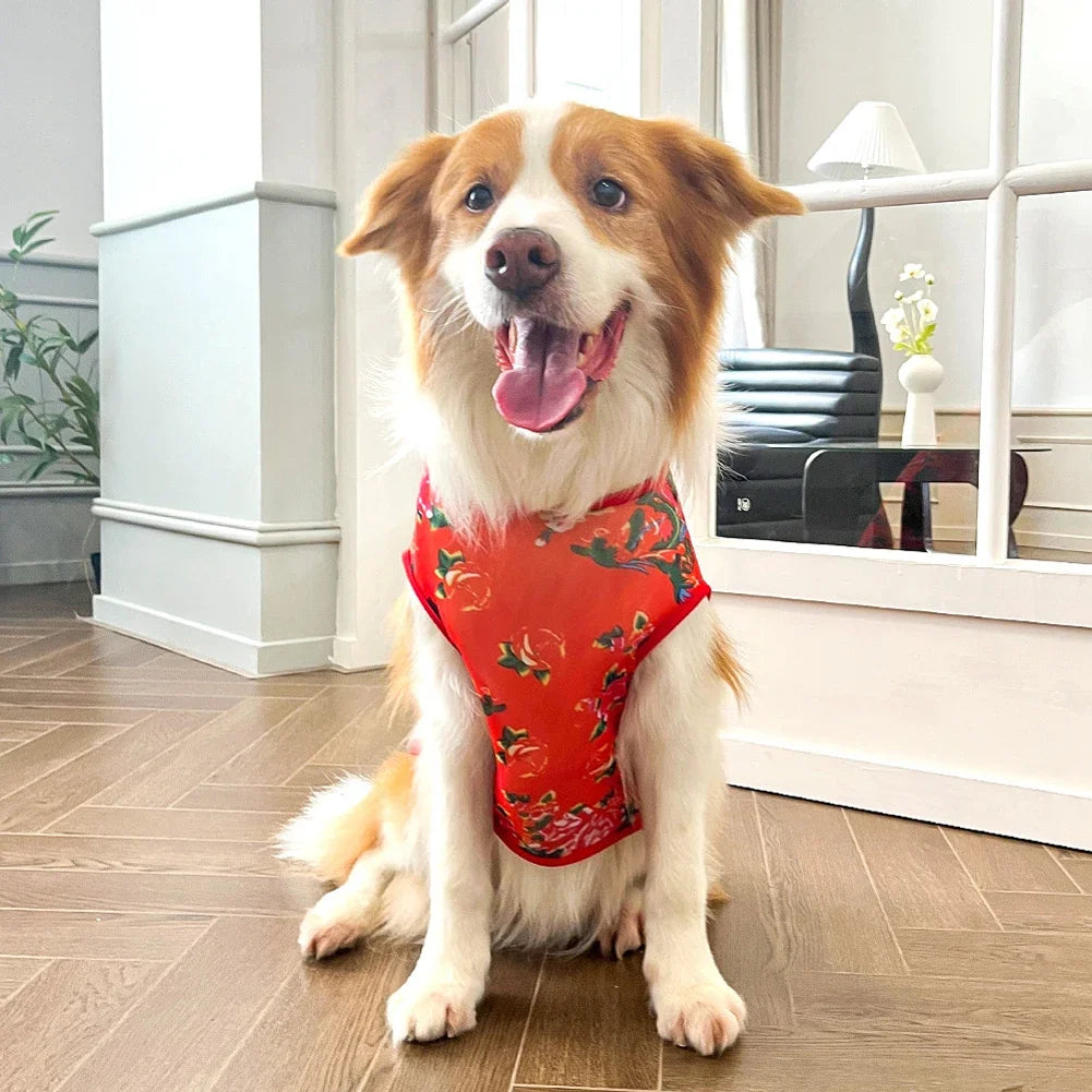 L-7XL  Dog Vest Cute Print Breathable Thin T-Shirt For Medium Large Dog Fashion Vest Large Dog Golden Retriever Clothes