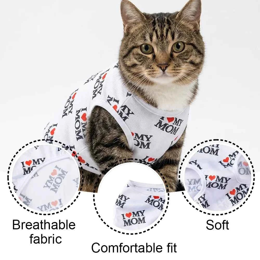 Soft Pet Cat Clothes For Summer Breathable Pets Shirt Vest Lightweight Cute Letter Print Kitty Pullover For Cats Puppy Outfits