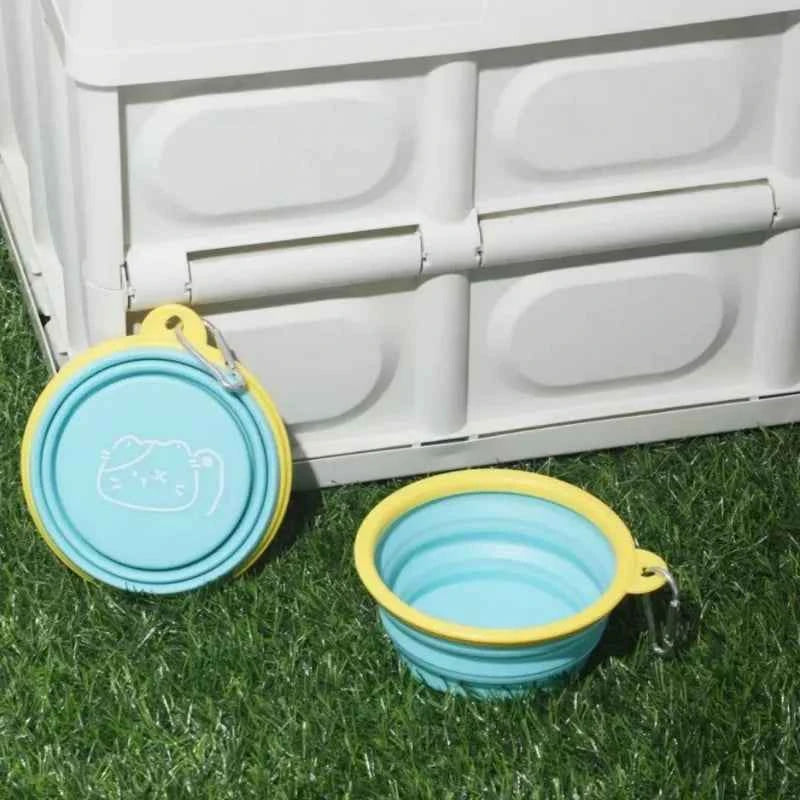Pet Outdoor Folding Bowl Portable Travel Pet Food and Water Bowl with Hook Clamp Foldable Feeding Plate or Dogs and Cats