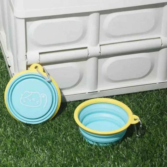 Pet Outdoor Folding Bowl Portable Travel Pet Food and Water Bowl with Hook Clamp Foldable Feeding Plate or Dogs and Cats