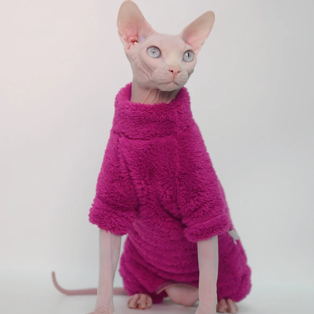 Winter Warm Sphynx Cat Clothes Four Legs Outfit for Hairless Cats Sizes for Devon Rex Abyssinian Cornish - Play Paws Toys
