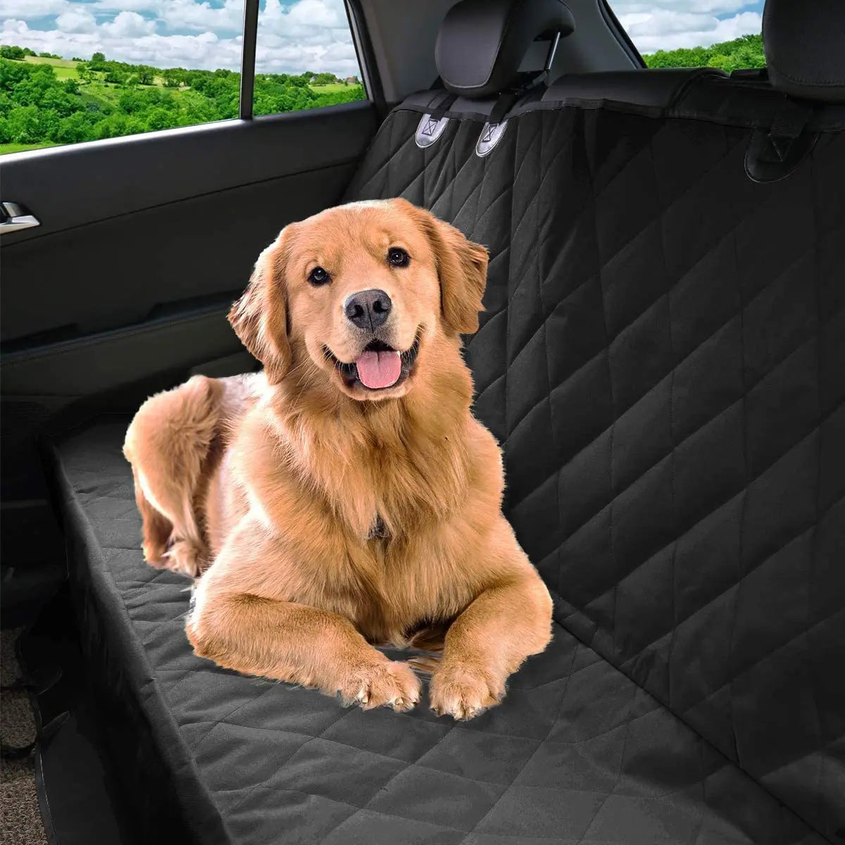 Dog car seat pad for cars trucks SUVs and other vehicles - universal pet rear seat pad for pets - Play Paws Toys