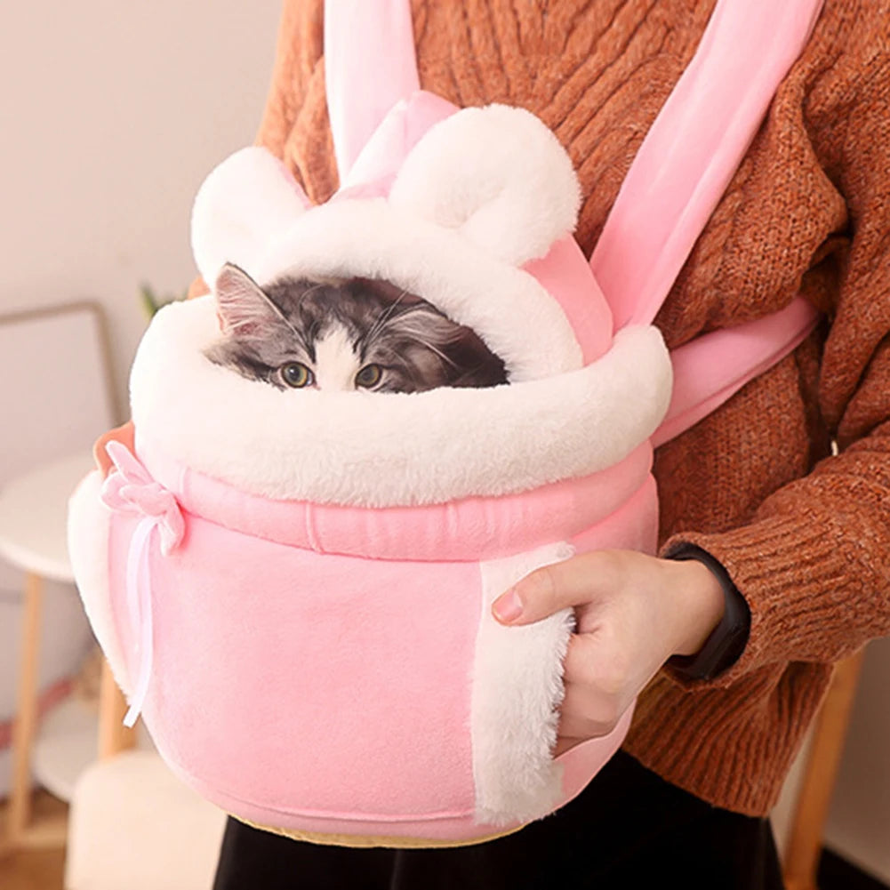 Winter Warm Cat Backpack Soft Cozy Cute Plush Pets Cage All In 1 Style Cat Bag Carrier Bag For Outdoor Travel Pet Accessories - Play Paws Toys