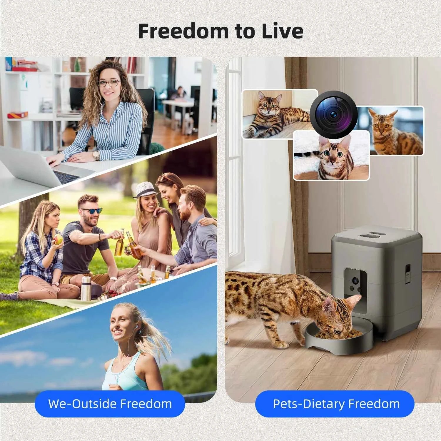 2L Push Button WiFi Camera USB Automatic Pet Feeder Smart Cat Feeder Slow Dog Feeder with Timer Video Pet Feeder Food Bowl#Color