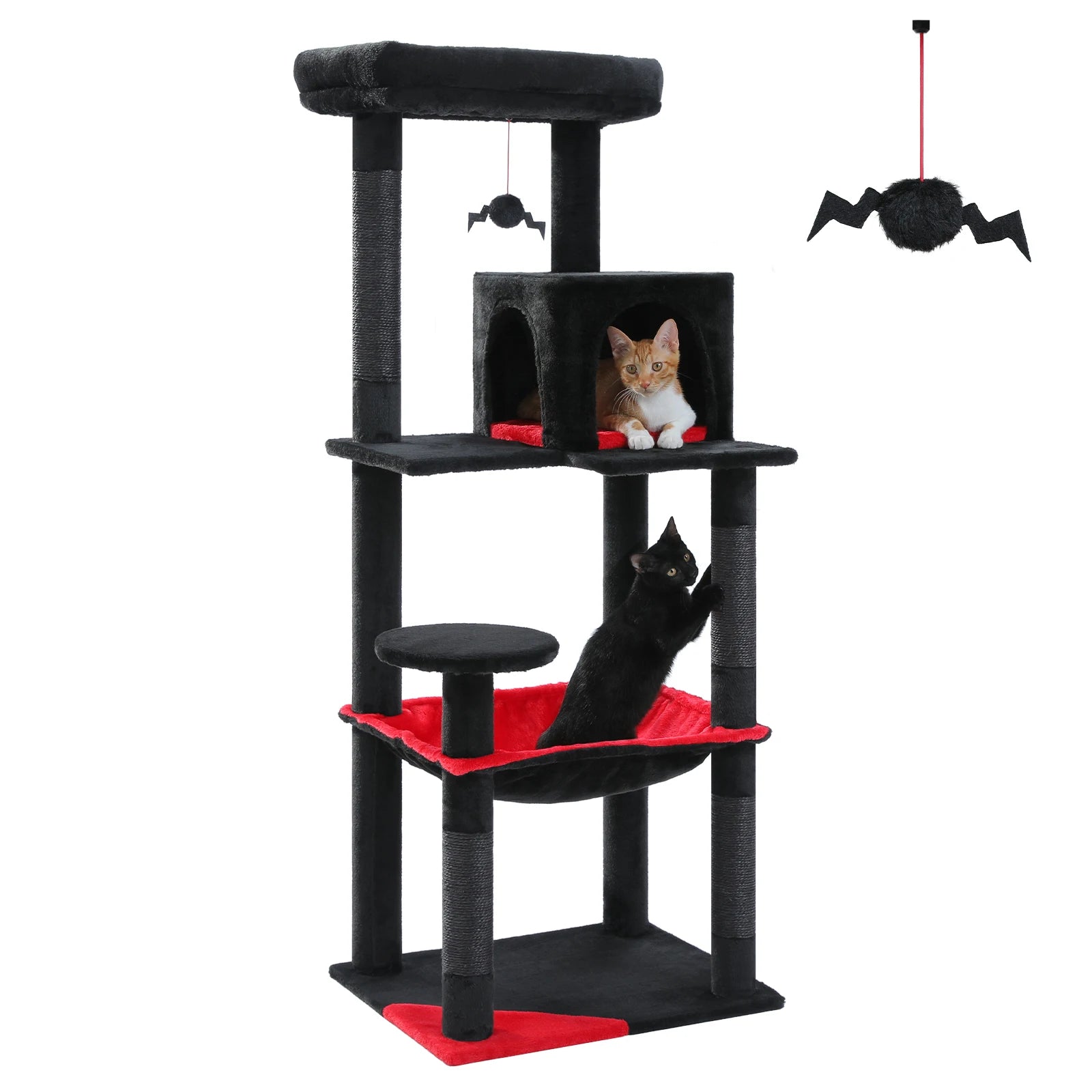 Cat Tree for Indoor Cats 5-Level Cat Tower for Large Cats with Large Hammock Sisal Covered Scratching Posts Cozy Condo Top Perch