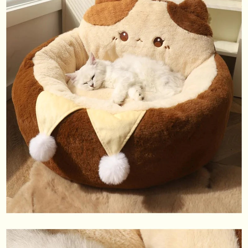 HOOPET Cats Sofa Dogs Bed Round Cat Pad Mattress Winter Warm Deep Sleep Cushion Soft Cat House Dog Nest Pet Accessories - Play Paws Toys
