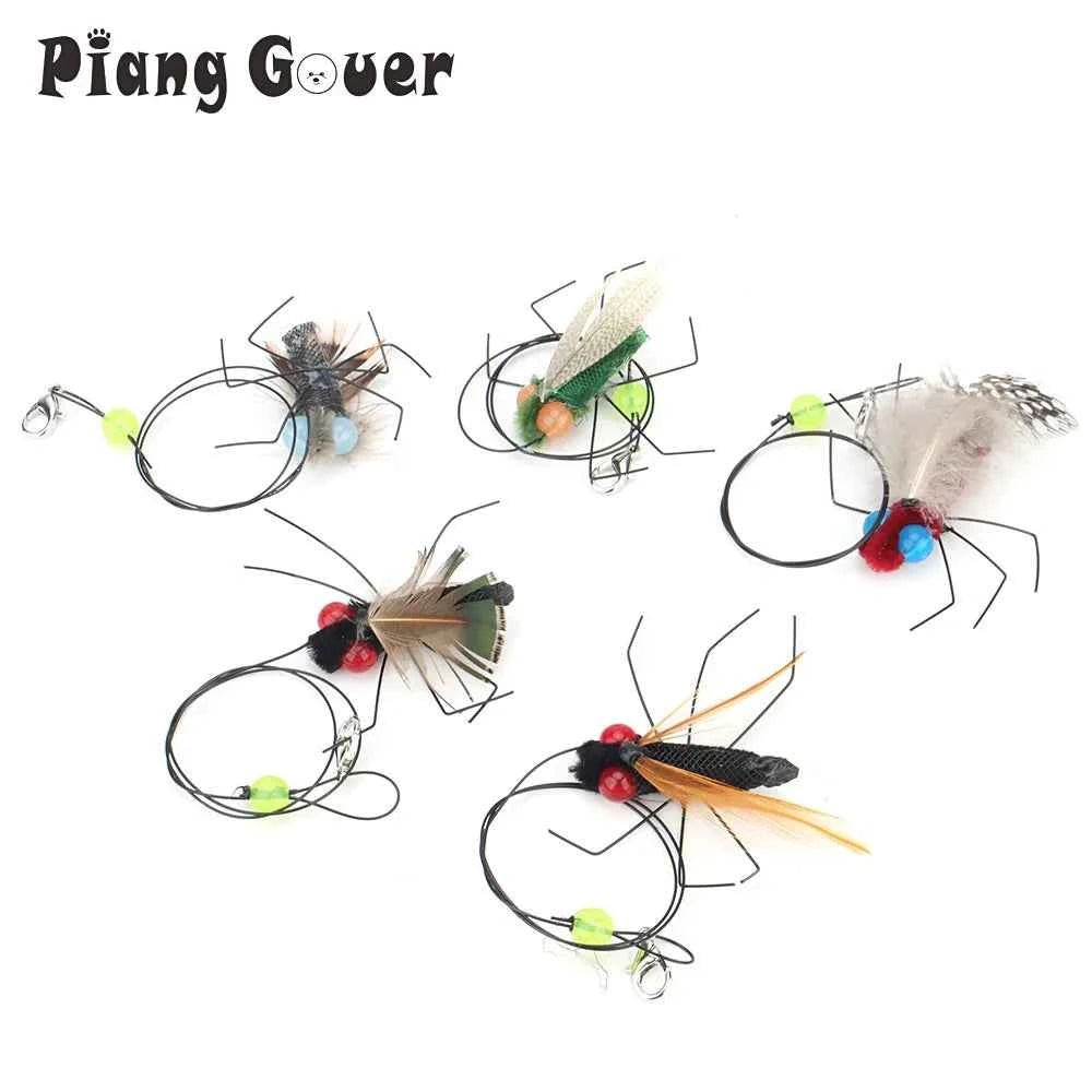 5pcs Simulation Small Flying Insects Replacement Accessories for Cat Teasers Toys Kitten Feather Toys Pet Supplies