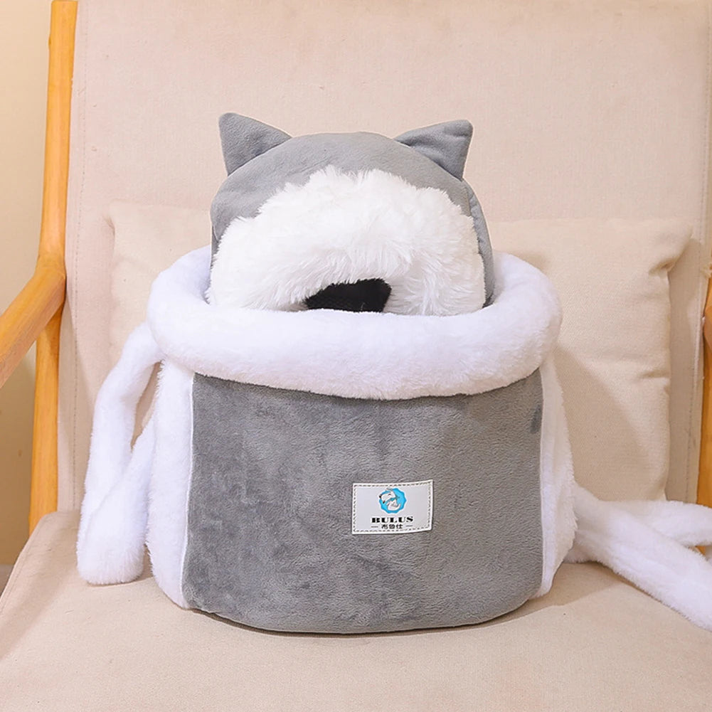 Winter Warm Cat Backpack Soft Cozy Cute Plush Pets Cage All In 1 Style Cat Bag Carrier Bag For Outdoor Travel Pet Accessories - Play Paws Toys