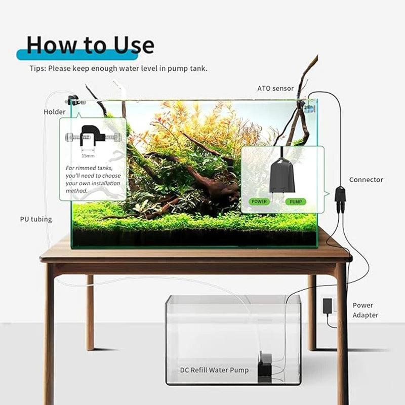 Fzone Aquarium ATO380 Auto Top Off  Refilling System Fish Tanks Automatic Micro Water Pump Accessories Equipment 12v Goods