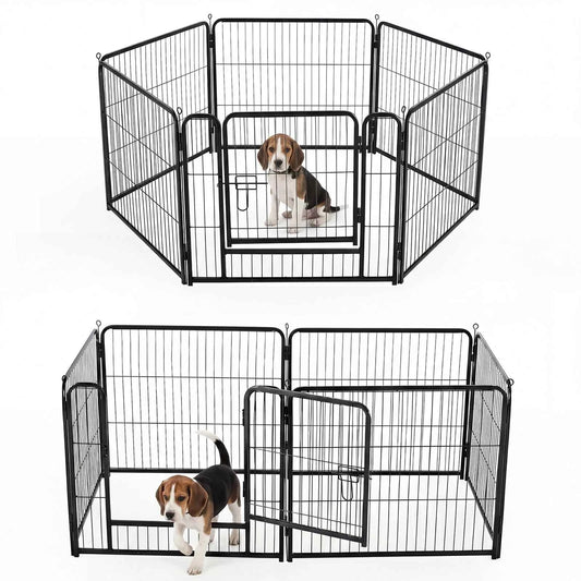 JHK 6 Panels Metal Dog Playpen Pet Fence 24 Inch to 40 Inch Foldable Large Dog Puppy Exercise for Yard Gate Camping Outdoor