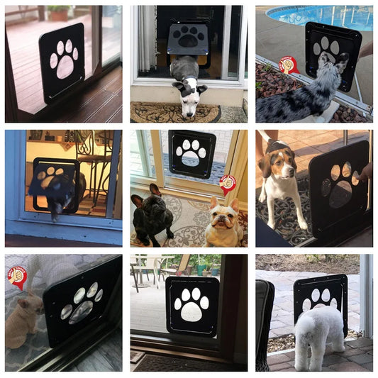 Pet Door New Safe Lockable Magnetic Screen Outdoor Dogs Cats Window Gate House Enter Freely Fashion Pretty Garden Easy Install - Play Paws Toys