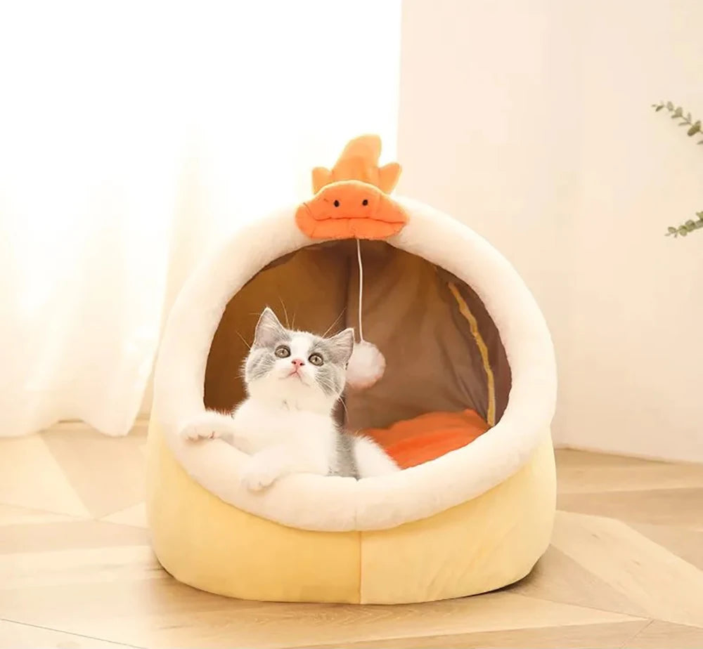 Deep Sleep Cat Bed Cartoon Pet Bed Foldable Removable Washable Pet Sleeping Bed for Small Dog Mat Bag Cave Cats Bed - Play Paws Toys