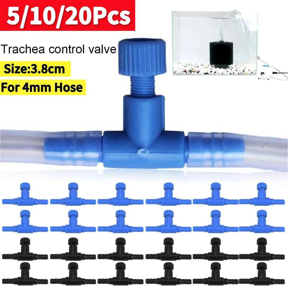 5/10pcs Fish Tank Air Line Flow Control Regulator Valve Aquarium Air Regulating Valve Switch Oxygen Pipe Tee Joint For 4mm Airli