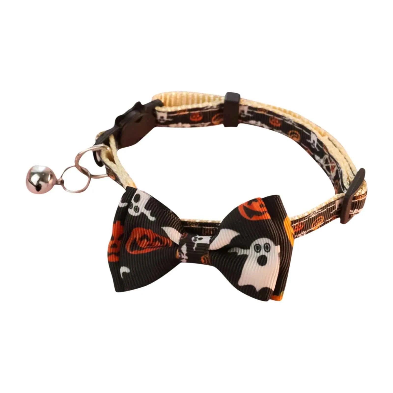 Happy Halloween Cat Collar With Bell Bowknot Puppy Kitten Necklace Adjustable Safety Buckle Strap Chihuahua Bow Tie Pet Supplies