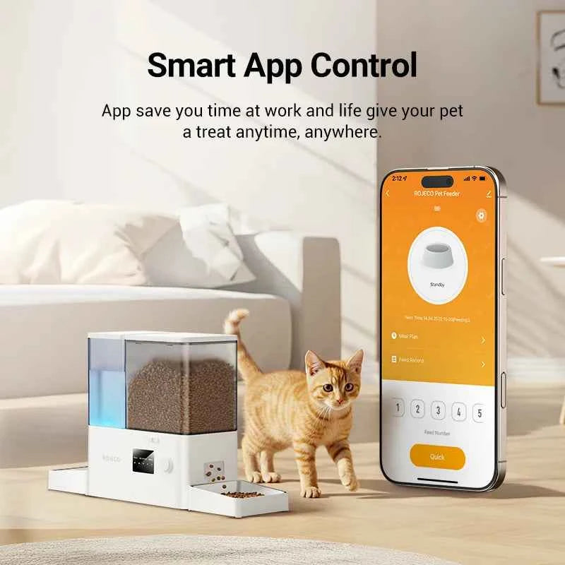 ROJECO 8.5L Automatic Pet Feeder Water Fountain WIFI APP Remote Control Smart Dog 5L Food Dispenser 3.5L Gravity Water Drinker ﻿
