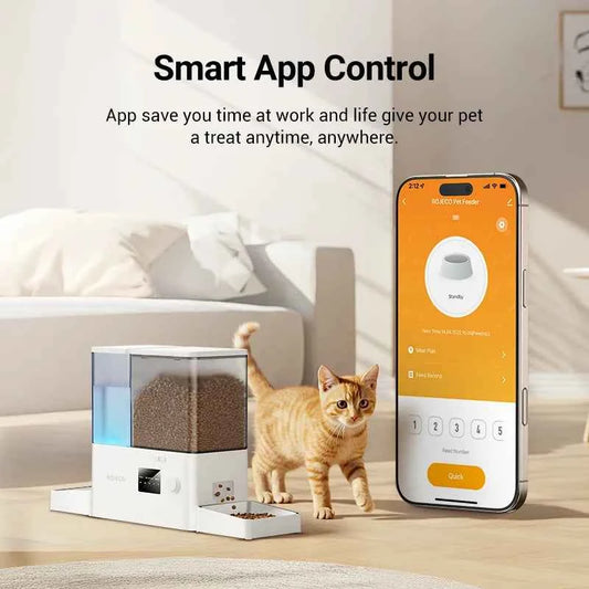 ROJECO 8.5L Automatic Pet Feeder Water Fountain WIFI APP Remote Control Smart Dog 5L Food Dispenser 3.5L Gravity Water Drinker ﻿